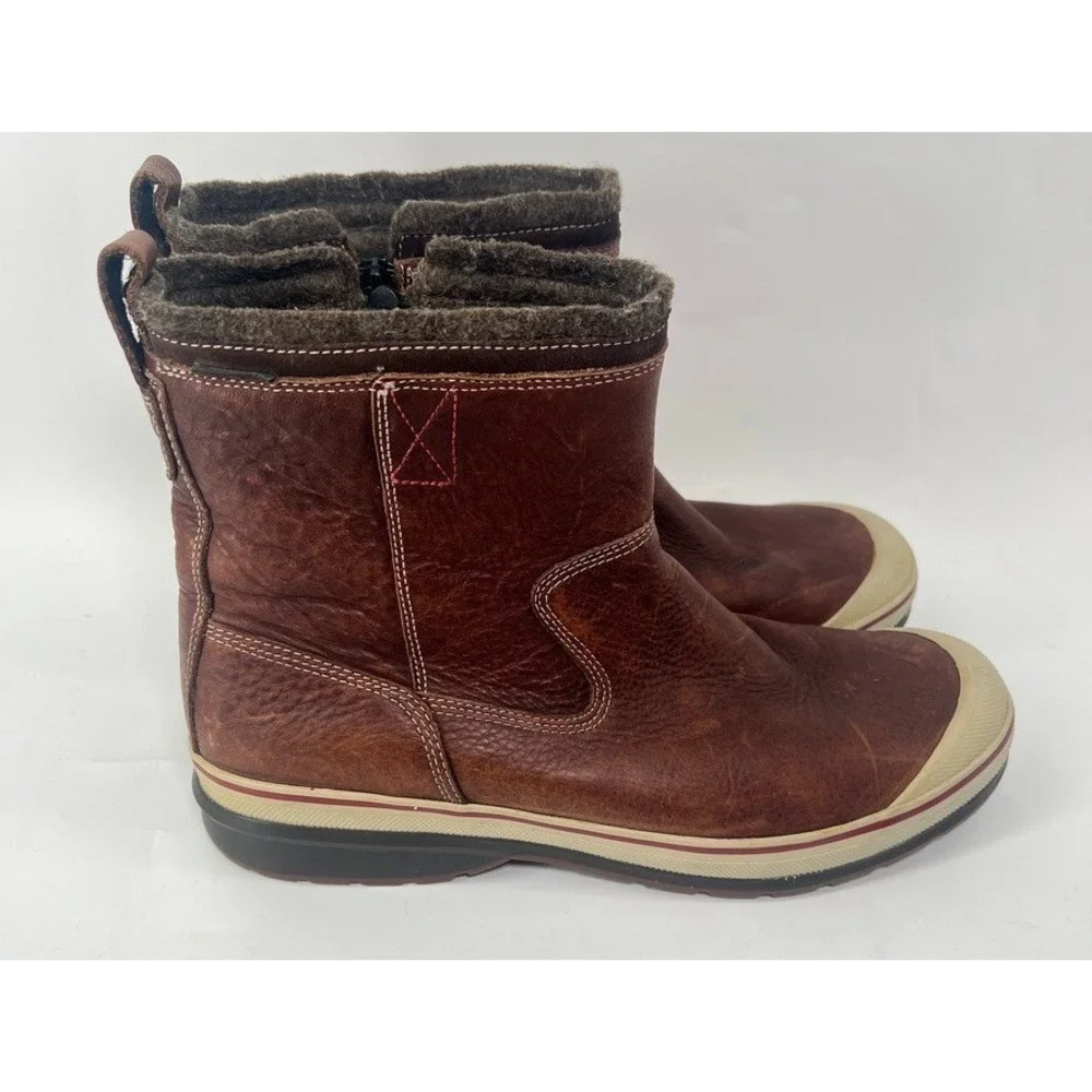 Clarks Grove Boots Men Size 12 Duck Zip Brown Leather Work Muck Sneaker Lined